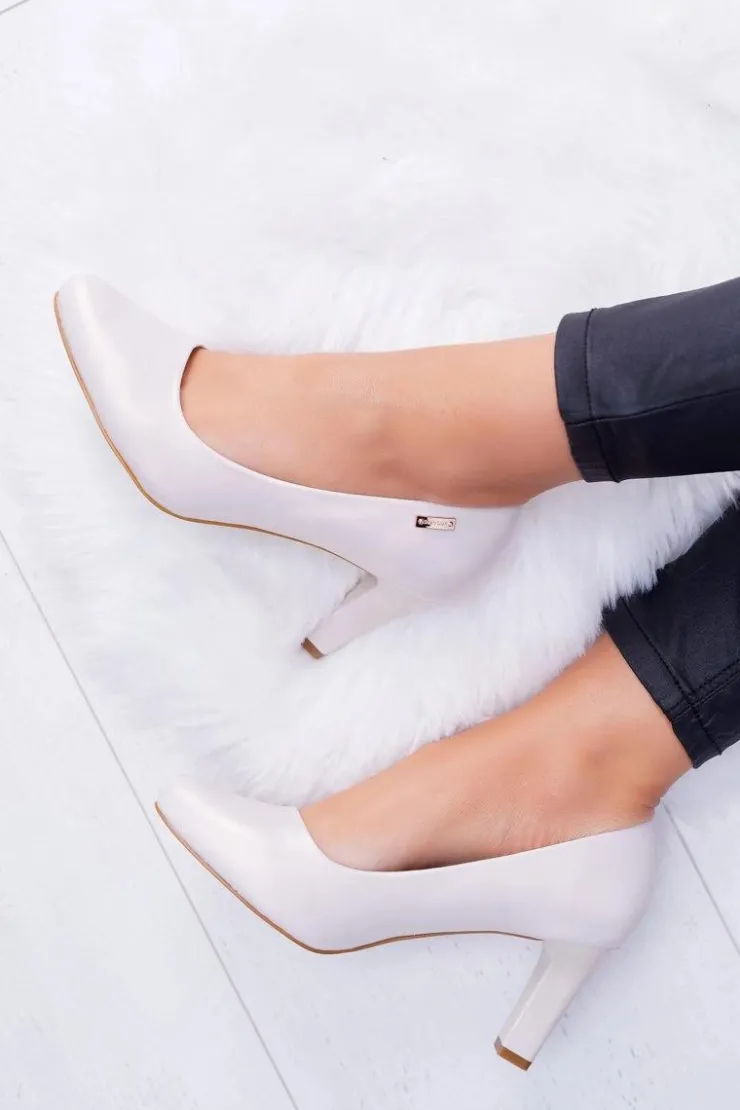 Buty Sergio Leone Czółenka Na Słupku|Czółenka Klasyczne*Czółenka damskie Sergio Leone Beżowe Perłowe Orsola