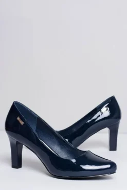 Buty Sergio Leone Czółenka Na Słupku|Czółenka Klasyczne*Czółenka damskie Sergio Leone Granatowe Lakierowane Orsola