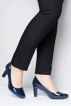 Buty Sergio Leone Czółenka Na Słupku|Czółenka Klasyczne*Czółenka damskie Sergio Leone Granatowe Lakierowane Orsola