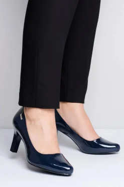 Buty Sergio Leone Czółenka Na Słupku|Czółenka Klasyczne*Czółenka damskie Sergio Leone Granatowe Lakierowane Orsola