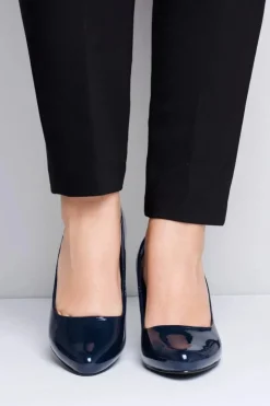 Buty Sergio Leone Czółenka Na Słupku|Czółenka Klasyczne*Czółenka damskie Sergio Leone Granatowe Lakierowane Orsola