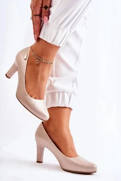 Damskie Buty Sergio Leone Czółenka Damskie Sergio Leone Złote Błyszczące Orsola