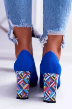 Buty Sergio Leone Czółenka Zamszowe|Czółenka Na Słupku*Czółenka Damskie Sergio Leone Odkryte Palce PB133 Niebieskie Fani