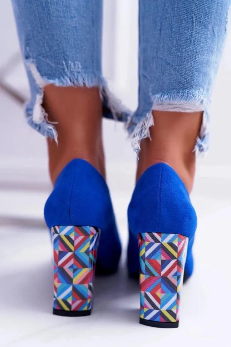 Buty Sergio Leone Czółenka Zamszowe|Czółenka Na Słupku*Czółenka Damskie Sergio Leone Odkryte Palce PB133 Niebieskie Fani