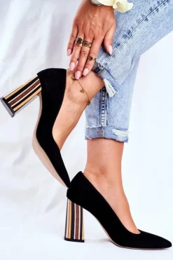 Damskie Boto Czółenka Damskie Visconi Zamszowe Czarne 7417302/200