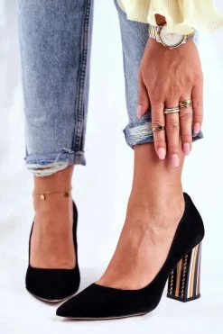 Damskie Boto Czółenka Damskie Visconi Zamszowe Czarne 7417302/200