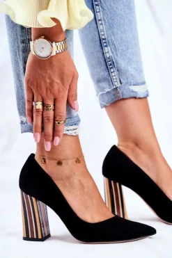 Damskie Boto Czółenka Damskie Visconi Zamszowe Czarne 7417302/200