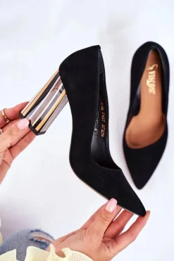 Damskie Boto Czółenka Damskie Visconi Zamszowe Czarne 7417302/200