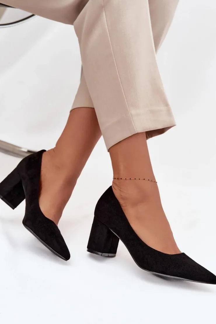 Damskie Boto Czółenka Damskie Ze Szpiczastymi Noskami Na Słupku Czarne Pavira