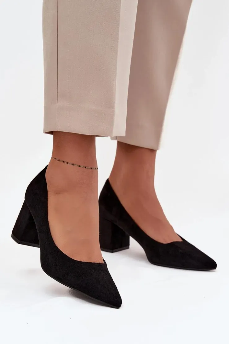 Damskie Boto Czółenka Damskie Ze Szpiczastymi Noskami Na Słupku Czarne Pavira