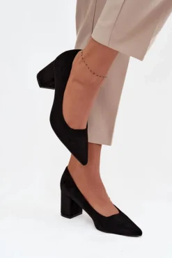 Damskie Boto Czółenka Damskie Ze Szpiczastymi Noskami Na Słupku Czarne Pavira