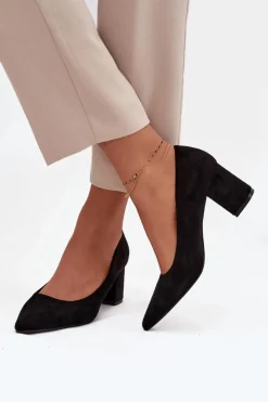 Damskie Boto Czółenka Damskie Ze Szpiczastymi Noskami Na Słupku Czarne Pavira