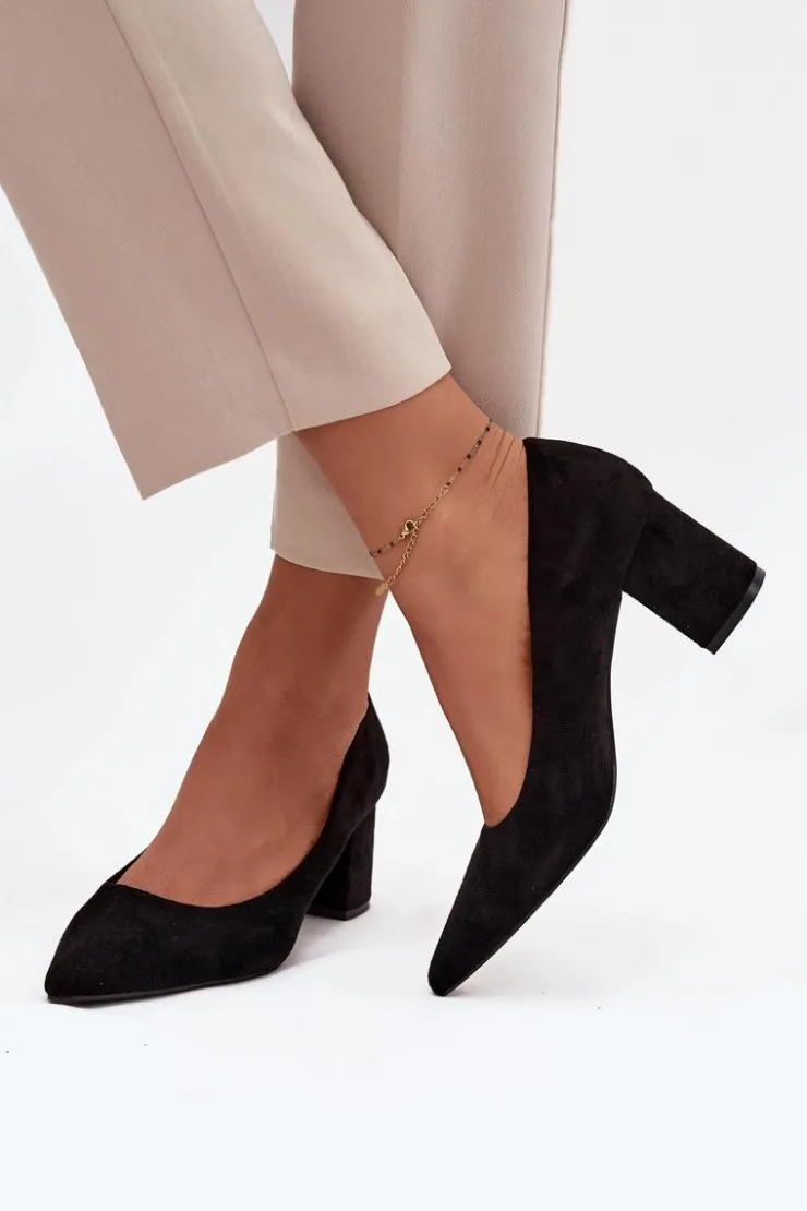 Damskie Boto Czółenka Damskie Ze Szpiczastymi Noskami Na Słupku Czarne Pavira