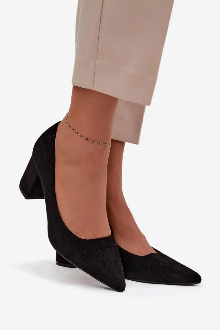 Damskie Boto Czółenka Damskie Ze Szpiczastymi Noskami Na Słupku Czarne Pavira