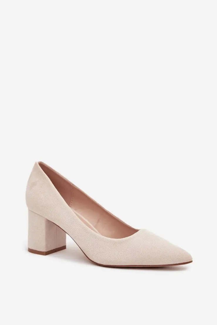 Damskie Boto Czółenka Damskie Ze Szpiczastymi Noskami Na Słupku Beżowe Pavira