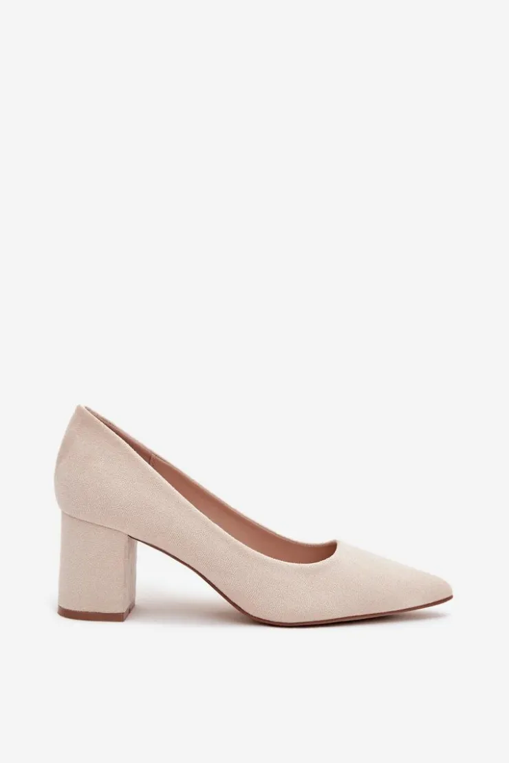 Damskie Boto Czółenka Damskie Ze Szpiczastymi Noskami Na Słupku Beżowe Pavira