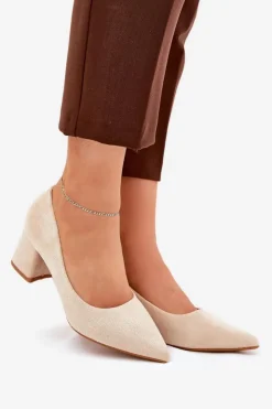 New Boto Czółenka Damskie Ze Szpiczastymi Noskami Na Słupku Beżowe Merinette