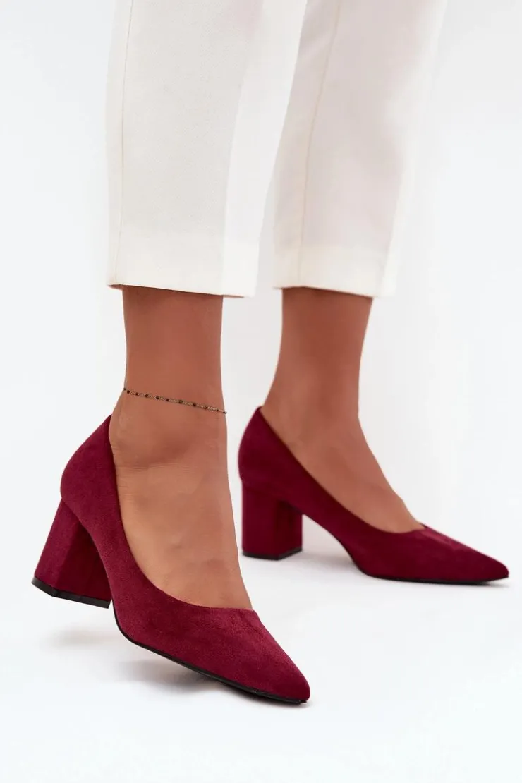 Boto Czółenka Zamszowe|Czółenka Na Słupku*Czółenka Damskie Ze Szpiczastymi Noskami Na Słupku Bordowe Pavira Czerwony