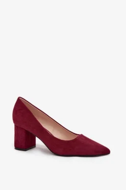 Boto Czółenka Zamszowe|Czółenka Na Słupku*Czółenka Damskie Ze Szpiczastymi Noskami Na Słupku Bordowe Pavira Czerwony