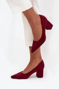 Boto Czółenka Zamszowe|Czółenka Na Słupku*Czółenka Damskie Ze Szpiczastymi Noskami Na Słupku Bordowe Pavira Czerwony