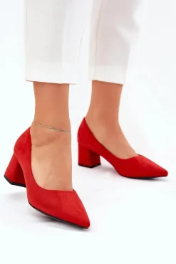 Damskie Boto Czółenka Damskie Ze Szpiczastymi Noskami Na Słupku Czerwone Merinette