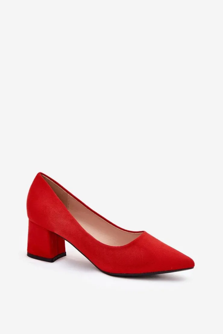 Damskie Boto Czółenka Damskie Ze Szpiczastymi Noskami Na Słupku Czerwone Merinette