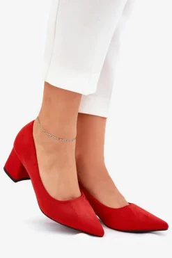 Damskie Boto Czółenka Damskie Ze Szpiczastymi Noskami Na Słupku Czerwone Merinette