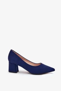 Discount Boto Czółenka Damskie Ze Szpiczastymi Noskami Na Słupku Granatowe Merinette