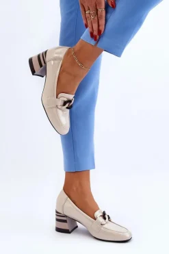 Online Buty damskie Vinceza Czółenka Lakierowane Z Łańcuchem Beżowe Paliotte