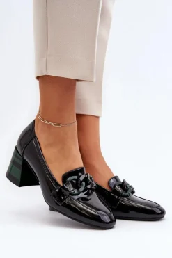 Damskie Buty damskie Vinceza Czółenka Lakierowane Z Łańcuchem Czarne Paliotte