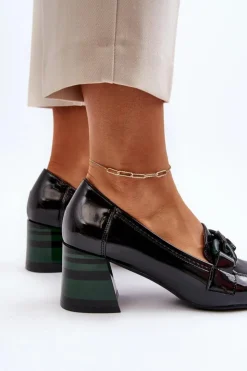 Damskie Buty damskie Vinceza Czółenka Lakierowane Z Łańcuchem Czarne Paliotte