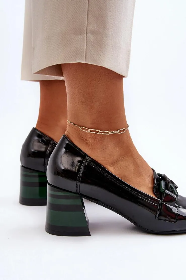 Damskie Buty damskie Vinceza Czółenka Lakierowane Z Łańcuchem Czarne Paliotte