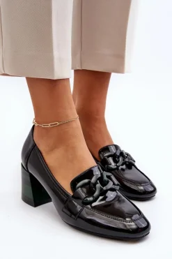 Damskie Buty damskie Vinceza Czółenka Lakierowane Z Łańcuchem Czarne Paliotte