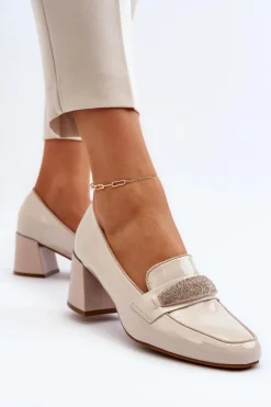 Damskie Buty damskie Vinceza Czółenka Lakierowane Z Ozdobą Beżowe Samassa