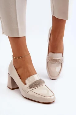 Damskie Buty damskie Vinceza Czółenka Lakierowane Z Ozdobą Beżowe Samassa