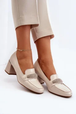 Damskie Buty damskie Vinceza Czółenka Lakierowane Z Ozdobą Beżowe Samassa