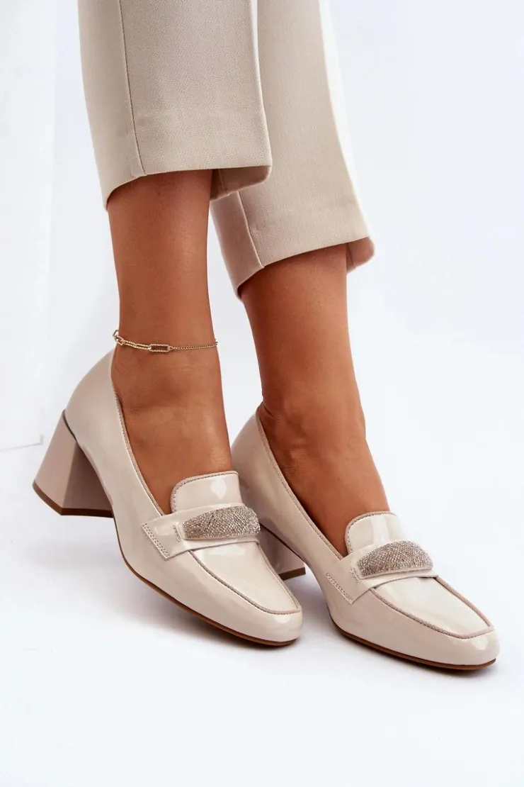 Damskie Buty damskie Vinceza Czółenka Lakierowane Z Ozdobą Beżowe Samassa