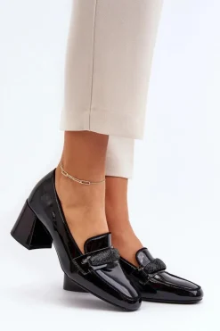 Discount Buty damskie Vinceza Czółenka Lakierowane Z Ozdobą Czarne Samassa