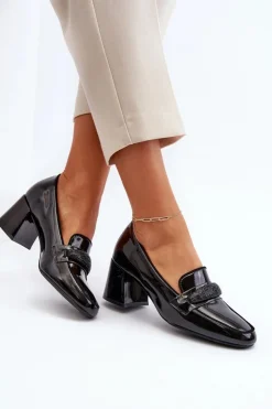 Discount Buty damskie Vinceza Czółenka Lakierowane Z Ozdobą Czarne Samassa