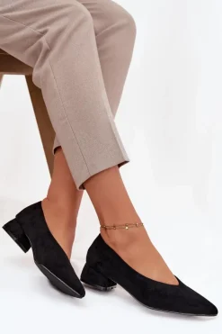 Boto Czółenka Klasyczne|Czółenka Zamszowe*Czółenka Na Klocku Z Eko Zamsz Czarne Karielle