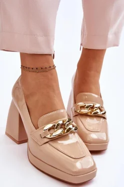 Damskie Buty damskie Vinceza Czółenka Na Masywnym Obcasie Beżowe Nataly