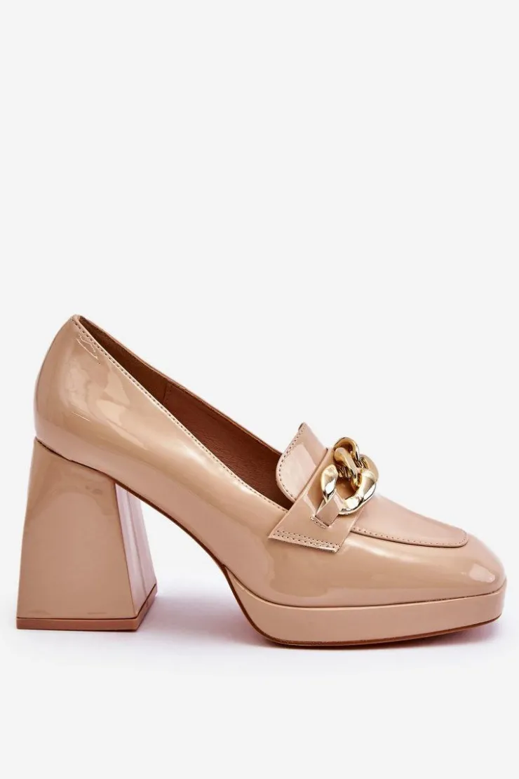 Damskie Buty damskie Vinceza Czółenka Na Masywnym Obcasie Beżowe Nataly