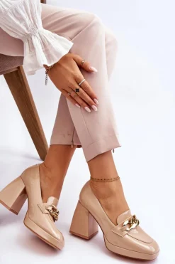 Damskie Buty damskie Vinceza Czółenka Na Masywnym Obcasie Beżowe Nataly