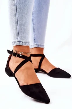 Damskie Boto Czółenka Na Niskim Obcasie Czarne Giovanna