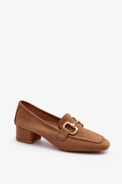 Discount Boto Czółenka Na Niskim Obcasie Klocku Z Ozdobą Camel Dolvira