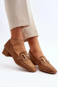 Discount Boto Czółenka Na Niskim Obcasie Klocku Z Ozdobą Camel Dolvira