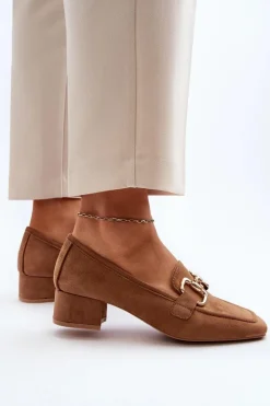 Discount Boto Czółenka Na Niskim Obcasie Klocku Z Ozdobą Camel Dolvira