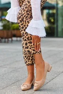 Best Damskie buty S.Barski Czółenka Na Niskim Obcasie Z Ozdobą Eko Zamszowe S.Barski KV27-034 Beżowe Beżowy