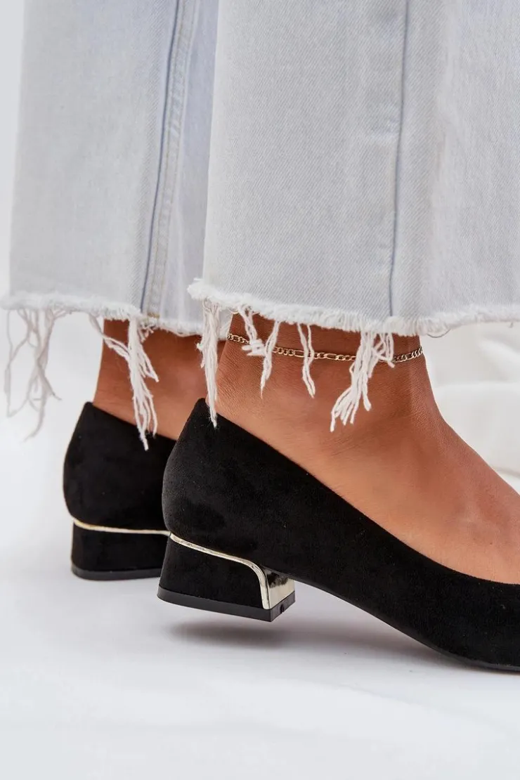 Boto Czółenka Zamszowe|Czółenka Na Słupku*Czółenka Na Niskim Obcasie I Szpiczastymi Noskami Czarne Terilara Czarny