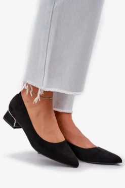 Boto Czółenka Zamszowe|Czółenka Na Słupku*Czółenka Na Niskim Obcasie I Szpiczastymi Noskami Czarne Terilara Czarny